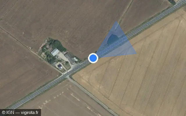 Vue satellite de l'emplacement du radar tourelle à Montierchaume
