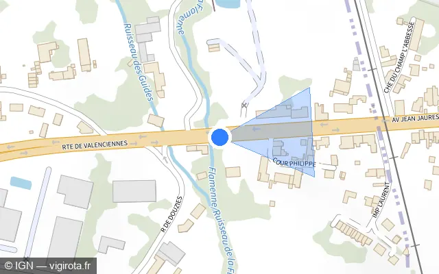Vue plan de l'emplacement du radar tourelle à Feignies