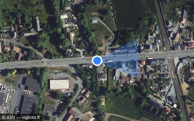 Vue satellite de l'emplacement du radar tourelle à Feignies