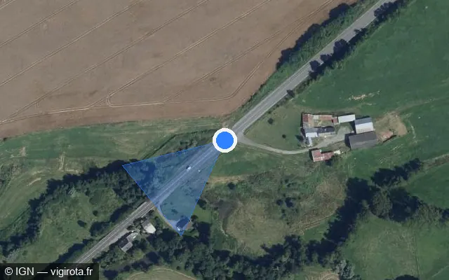Vue satellite de l'emplacement du radar tourelle à Gercy