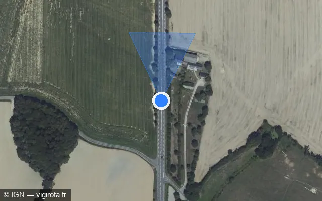 Vue satellite de l'emplacement du radar tourelle à Ménil