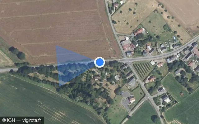 Vue satellite de l'emplacement du radar tourelle à Caligny
