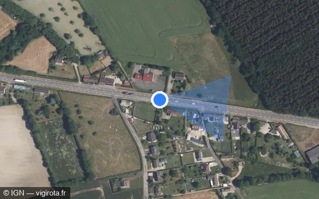 Vue satellite de l'emplacement du radar tourelle à Saint-Michel-Tubœuf