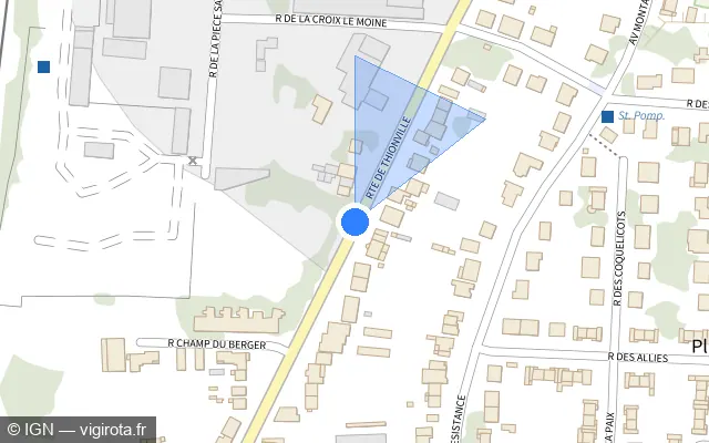 Vue plan de l'emplacement du radar tourelle à Maizières-lès-Metz