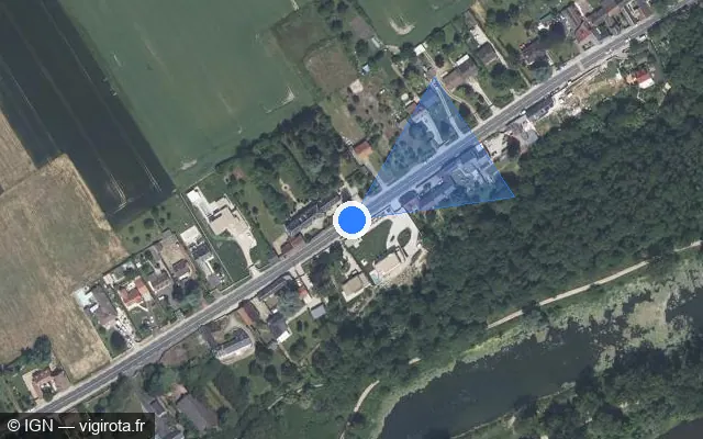 Vue satellite de l'emplacement du radar tourelle à Saint-Ay