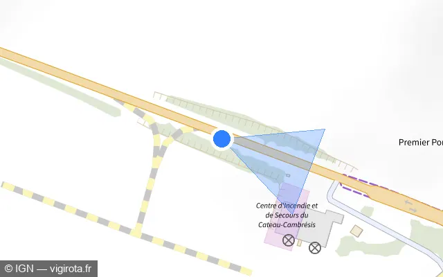 Vue plan de l'emplacement du radar tourelle à Montay