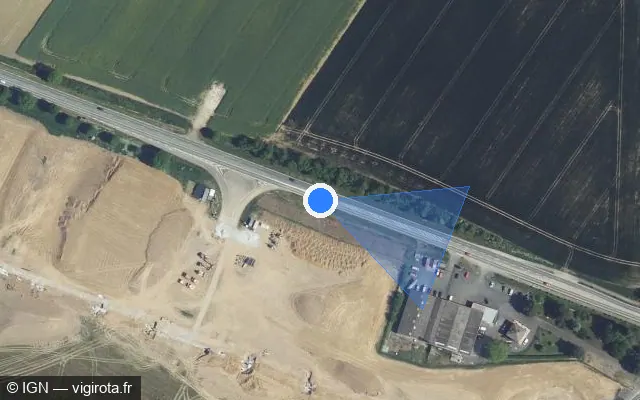 Vue satellite de l'emplacement du radar tourelle à Montay