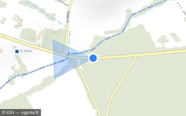 Vue plan de l'emplacement du radar tourelle à Saint-Symphorien-des-Bruyères