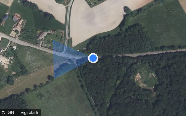 Vue satellite de l'emplacement du radar tourelle à Saint-Symphorien-des-Bruyères