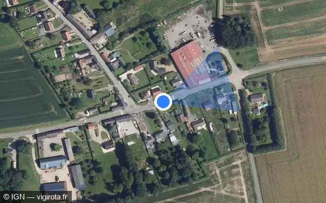 Vue satellite de l'emplacement du radar tourelle à Viefvillers