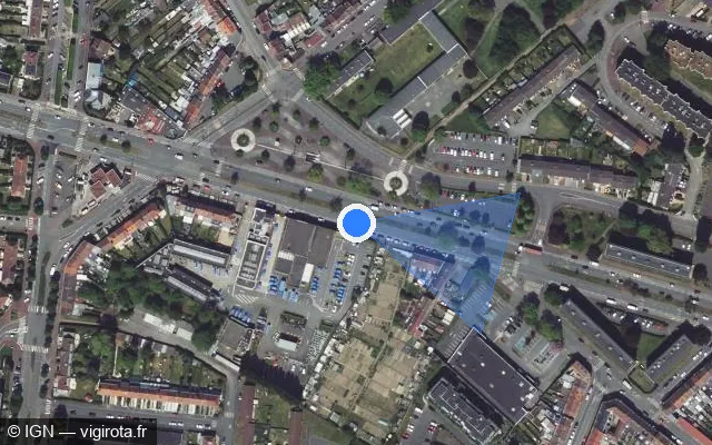 Vue satellite de l'emplacement du radar tourelle à Tourcoing