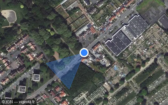 Vue satellite de l'emplacement du radar tourelle à Neuville-en-Ferrain