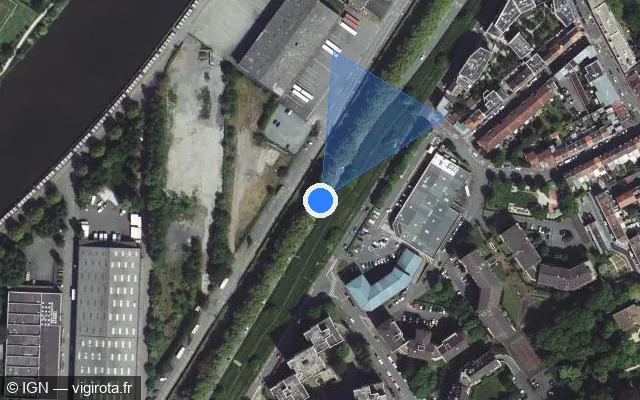 Vue satellite de l'emplacement du radar tourelle à Lille