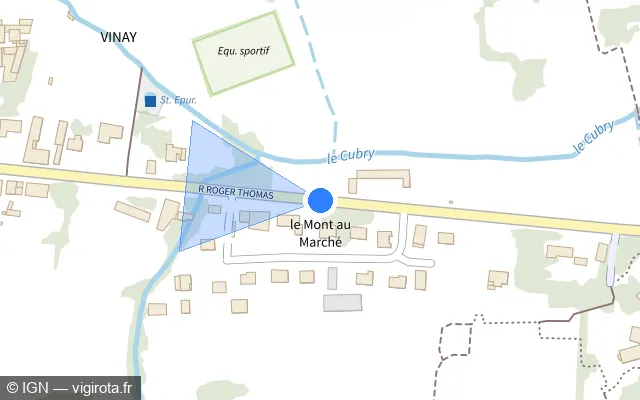 Vue plan de l'emplacement du radar tourelle à Vinay
