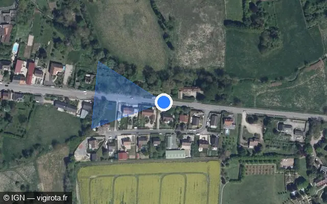 Vue satellite de l'emplacement du radar tourelle à Vinay