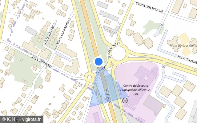 Vue plan de l'emplacement du radar tourelle à Sarcelles