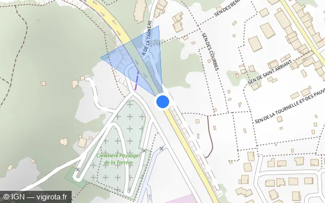 Vue plan de l'emplacement du radar tourelle à Laxou