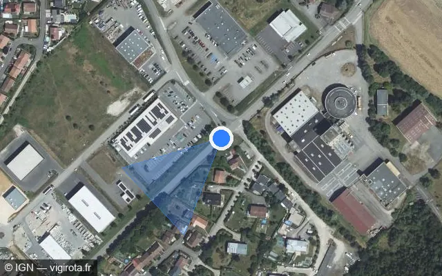 Vue satellite de l'emplacement du radar tourelle à Dieulouard