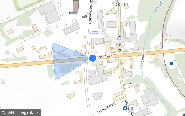 Vue plan de l'emplacement du radar tourelle à Coole