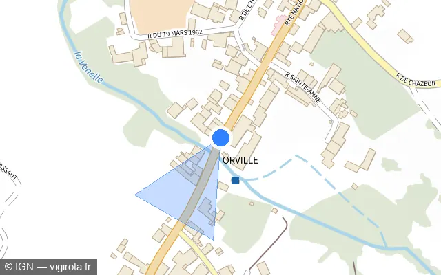 Vue plan de l'emplacement du radar tourelle à Orville