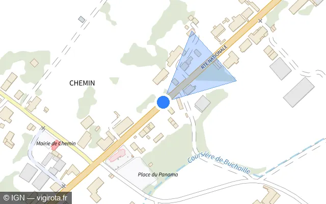 Vue plan de l'emplacement du radar tourelle à Chemin