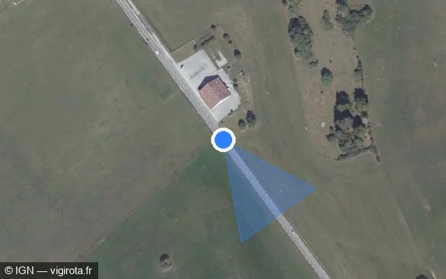Vue satellite de l'emplacement du radar tourelle à Vuillecin