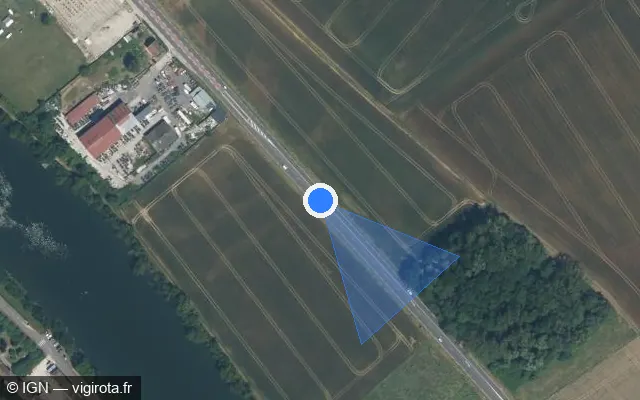 Vue satellite de l'emplacement du radar tourelle à Pont-sur-Yonne