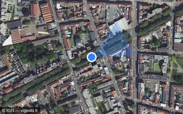 Vue satellite de l'emplacement du radar tourelle à Lille