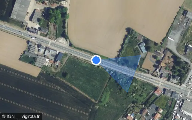 Vue satellite de l'emplacement du radar tourelle à Beauvois-en-Cambrésis