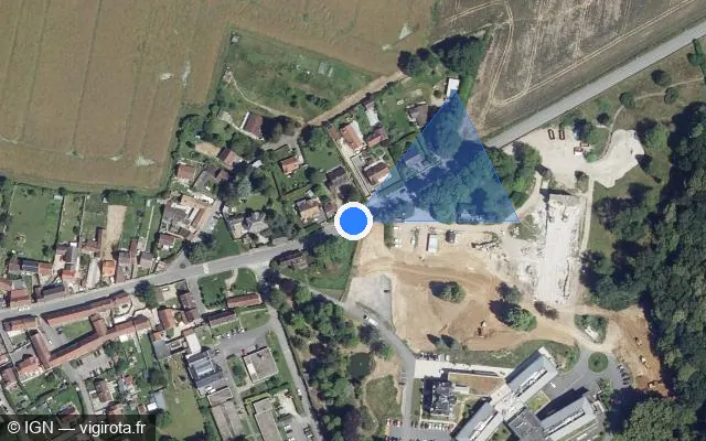 Vue satellite de l'emplacement du radar tourelle à Cires-lès-Mello