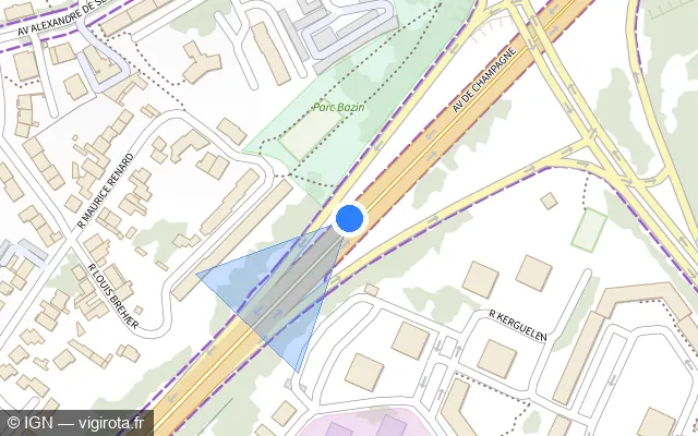 Vue plan de l'emplacement du radar tourelle à Cormontreuil
