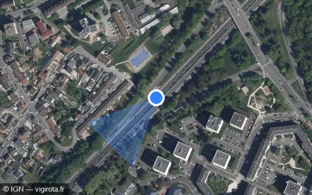 Vue satellite de l'emplacement du radar tourelle à Cormontreuil