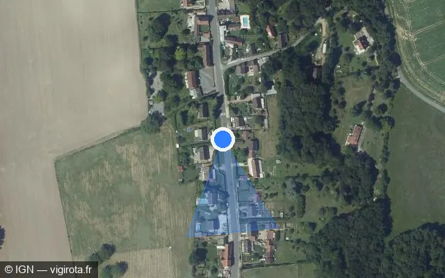 Vue satellite de l'emplacement du radar tourelle à Marolles