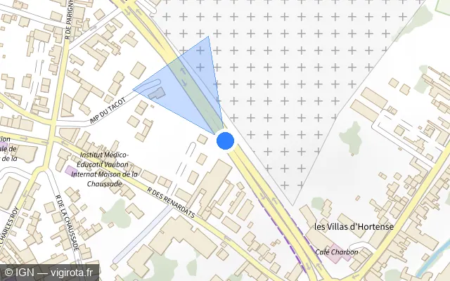 Vue plan de l'emplacement du radar tourelle à Nevers