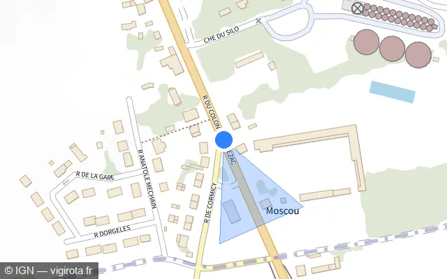 Vue plan de l'emplacement du radar tourelle à Berry-au-Bac