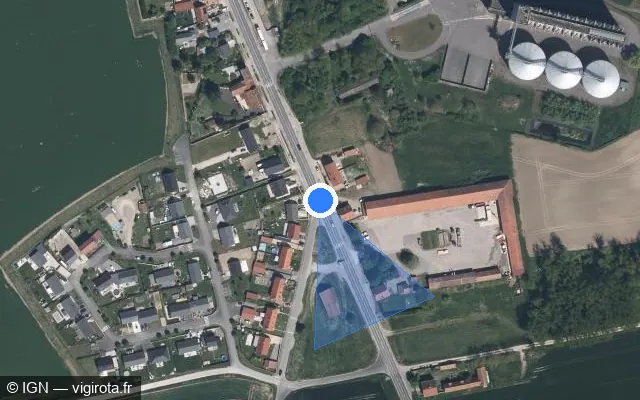 Vue satellite de l'emplacement du radar tourelle à Berry-au-Bac