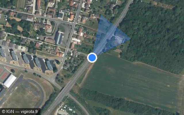 Vue satellite de l'emplacement du radar tourelle à Villeneuve-sur-Yonne