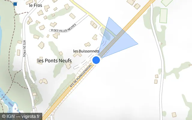 Vue plan de l'emplacement du radar tourelle à Hillion