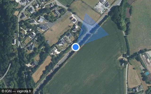 Vue satellite de l'emplacement du radar tourelle à Hillion