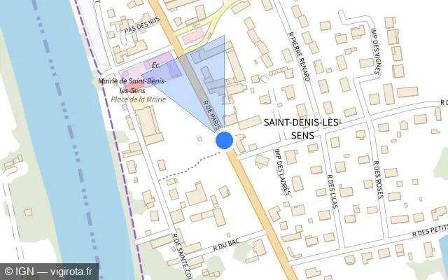 Vue plan de l'emplacement du radar tourelle à Saint-Denis-lès-Sens
