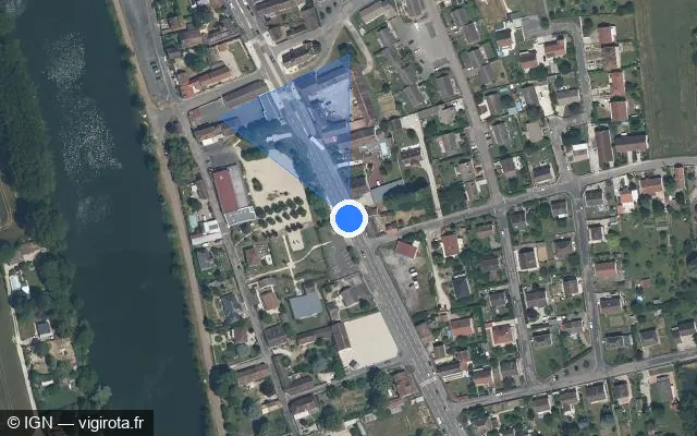 Vue satellite de l'emplacement du radar tourelle à Saint-Denis-lès-Sens