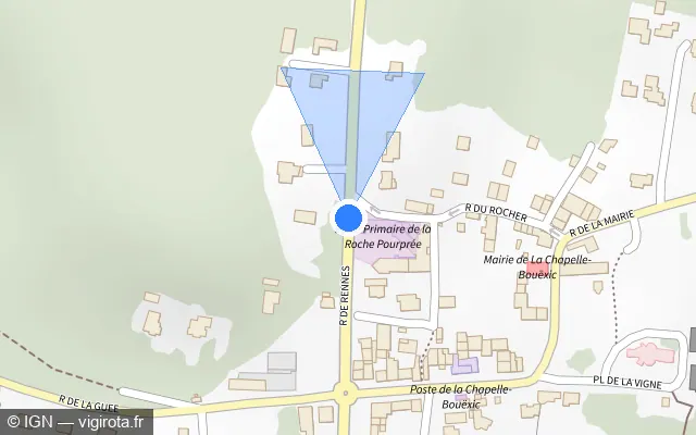 Vue plan de l'emplacement du radar tourelle à La Chapelle-Bouëxic