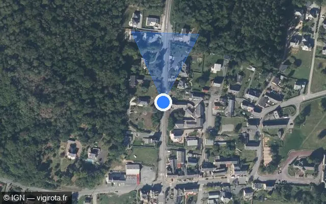 Vue satellite de l'emplacement du radar tourelle à La Chapelle-Bouëxic