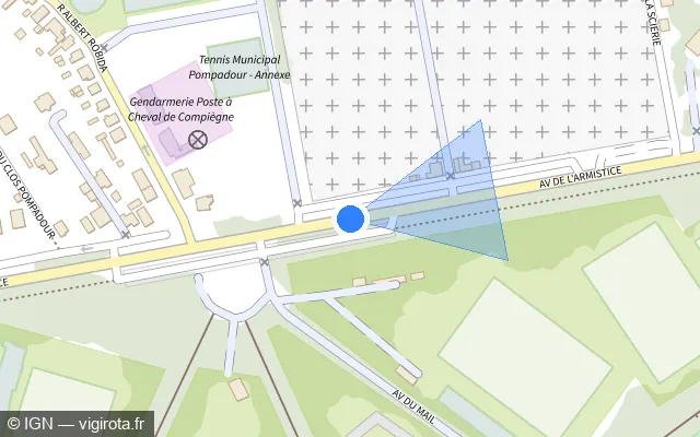 Vue plan de l'emplacement du radar tourelle à Clairoix