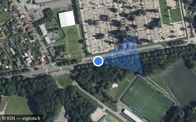 Vue satellite de l'emplacement du radar tourelle à Clairoix
