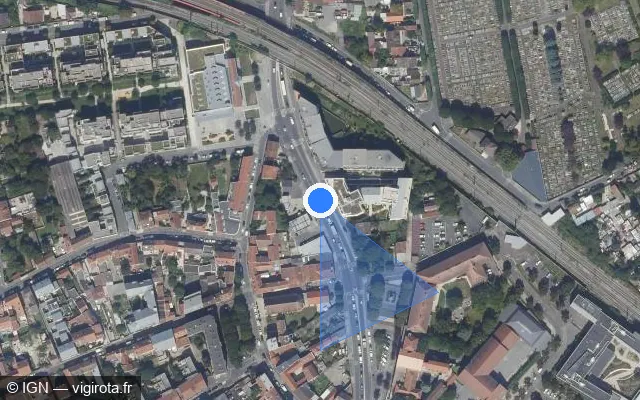 Vue satellite de l'emplacement du radar tourelle à Stains