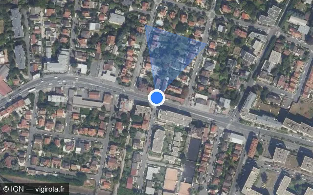 Vue satellite de l'emplacement du radar tourelle à Villemomble
