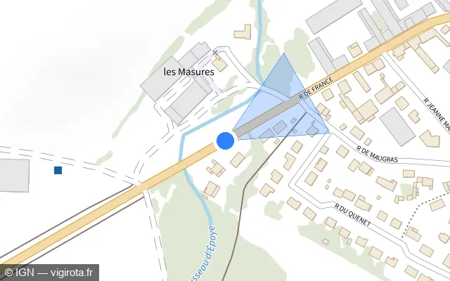 Vue plan de l'emplacement du radar tourelle à Époye
