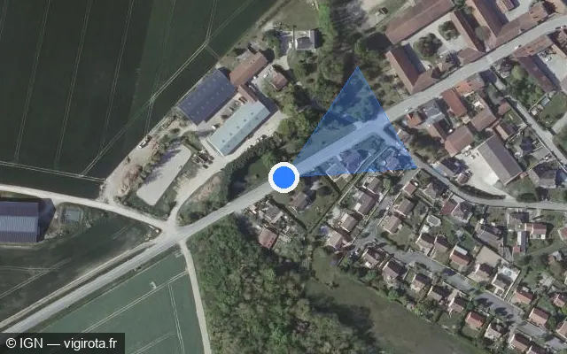 Vue satellite de l'emplacement du radar tourelle à Époye