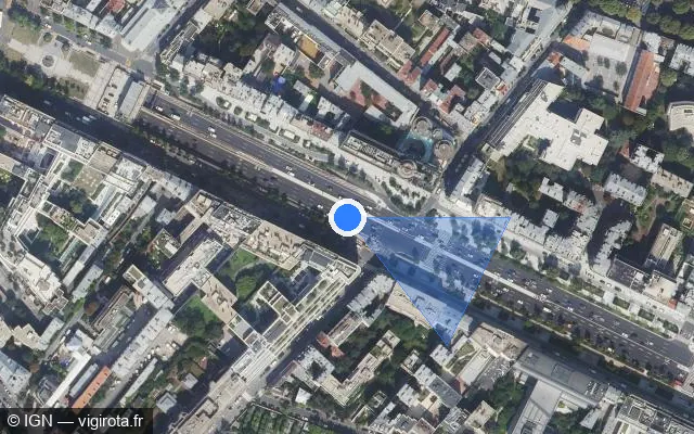 Vue satellite de l'emplacement du radar tourelle à Neuilly-sur-Seine